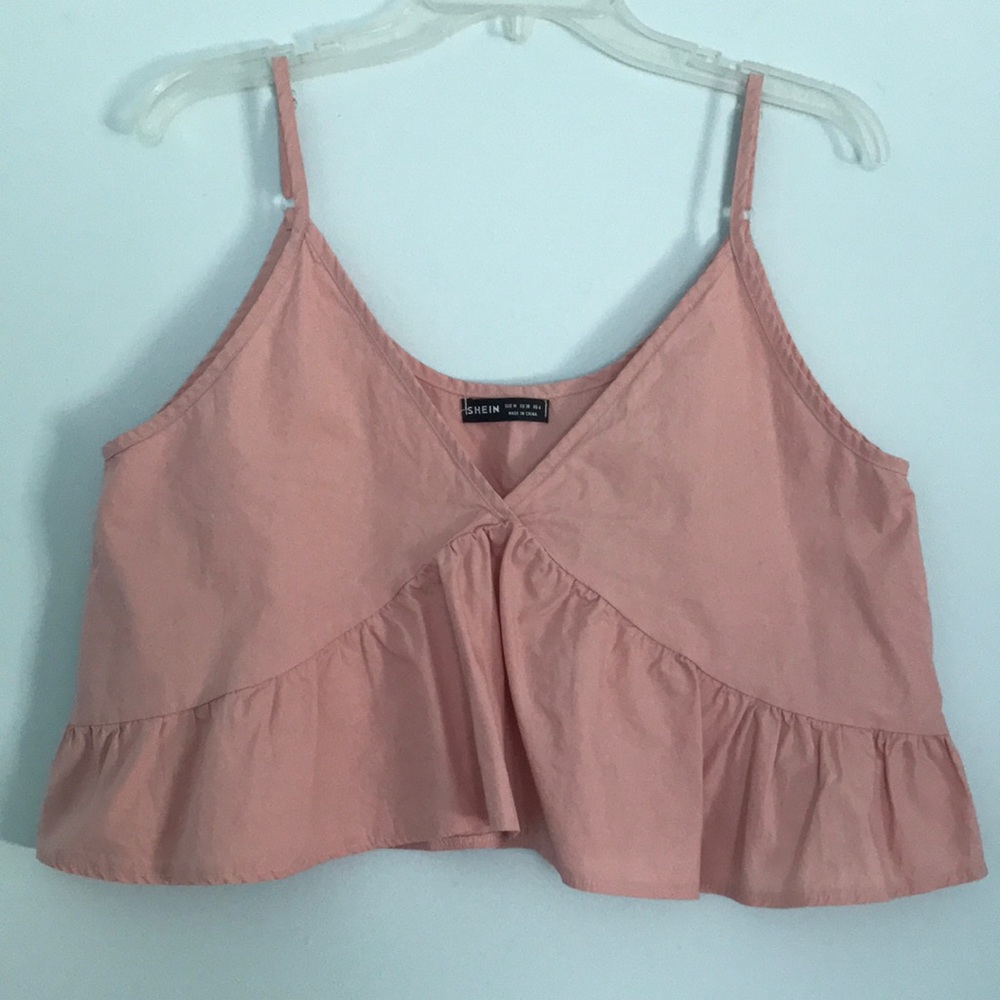 SHEIN pale pink babydoll cropped tank top, size medium